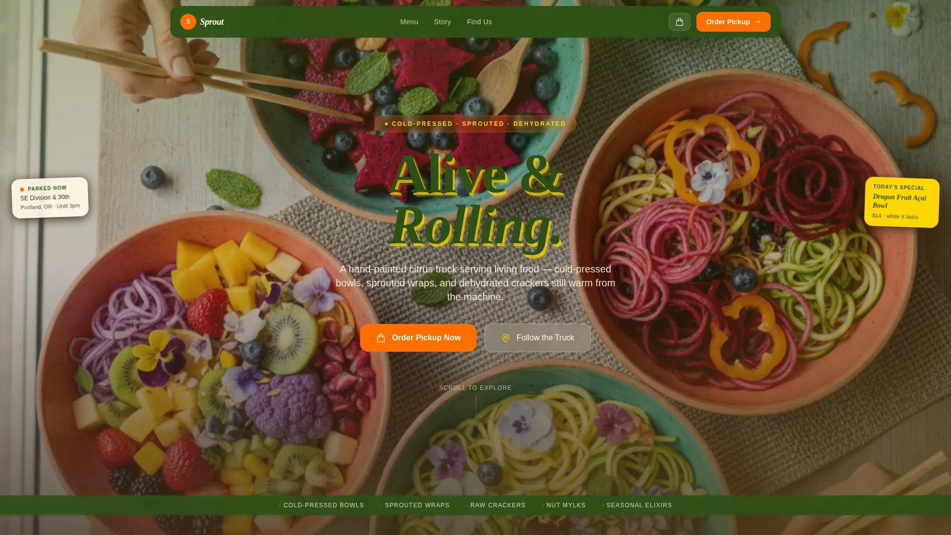 Raw Food Truck Landing Page Template | Neo-Retro