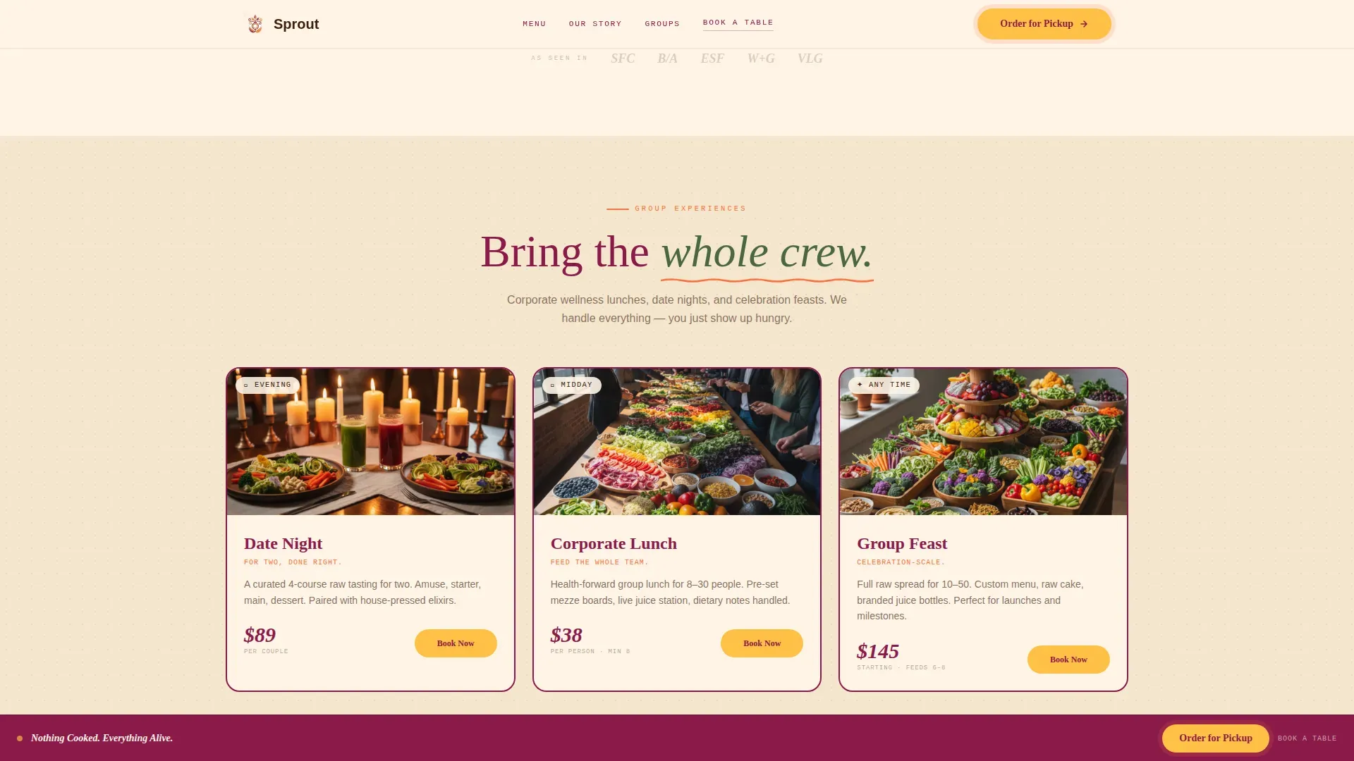 Neo-Retro Raw Food Restaurant Landing Page Template