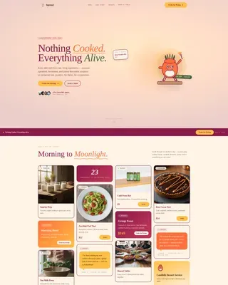 Neo-Retro Raw Food Restaurant Landing Page Template