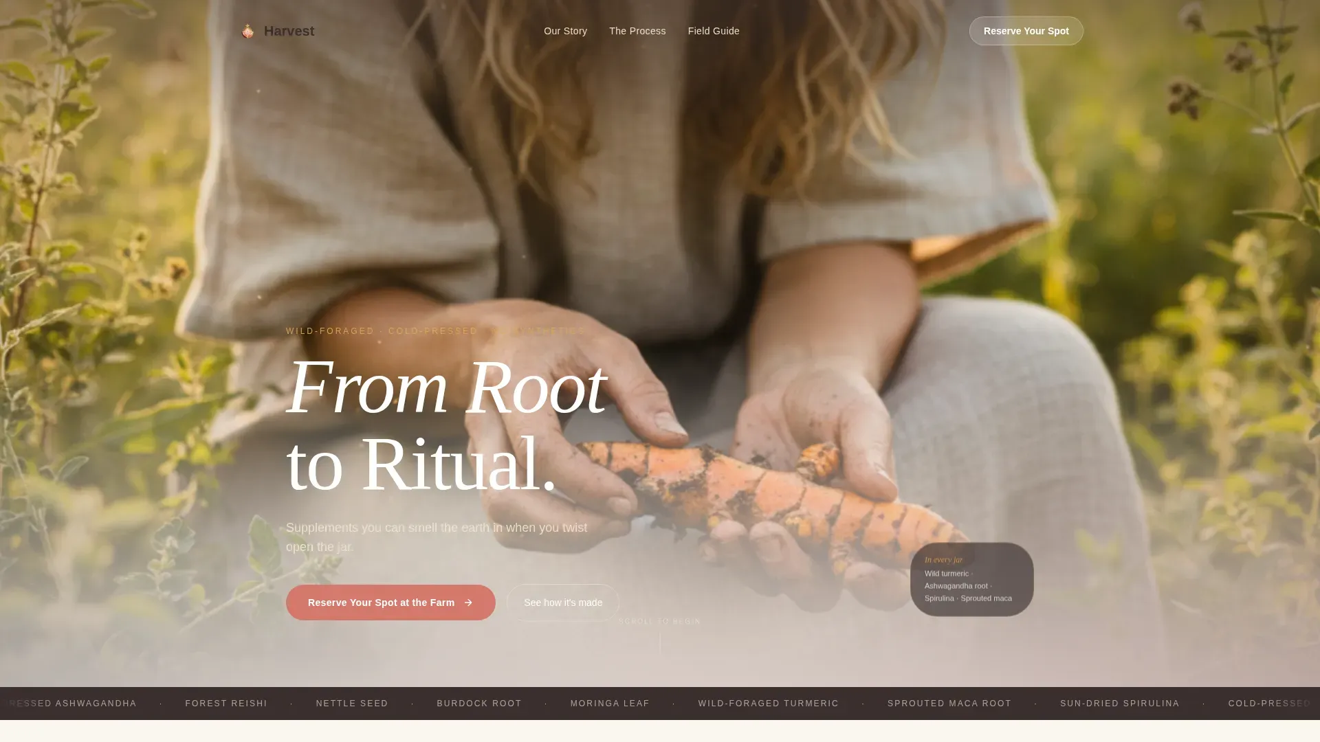 Sacred Soil Raw Supplement Landing Page Template