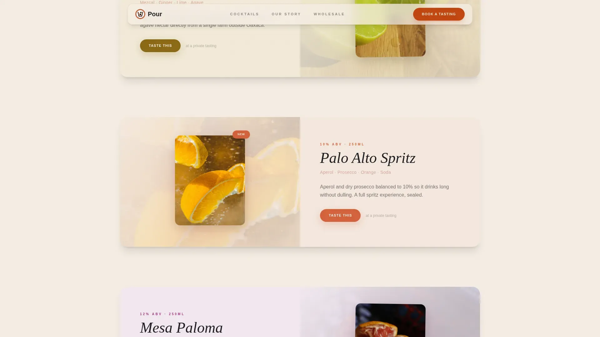 Craft Cocktail Tasting Booking Landing Page Template