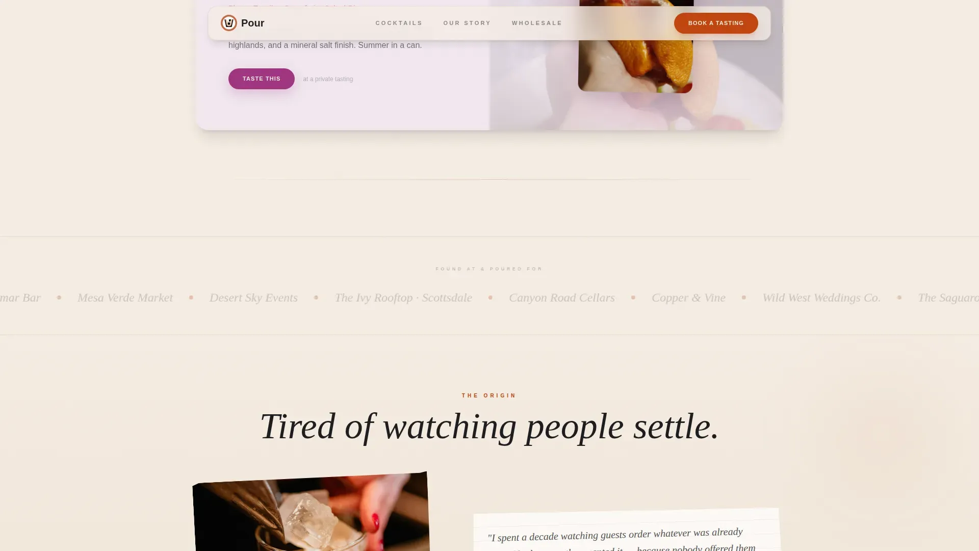 Craft Cocktail Tasting Booking Landing Page Template