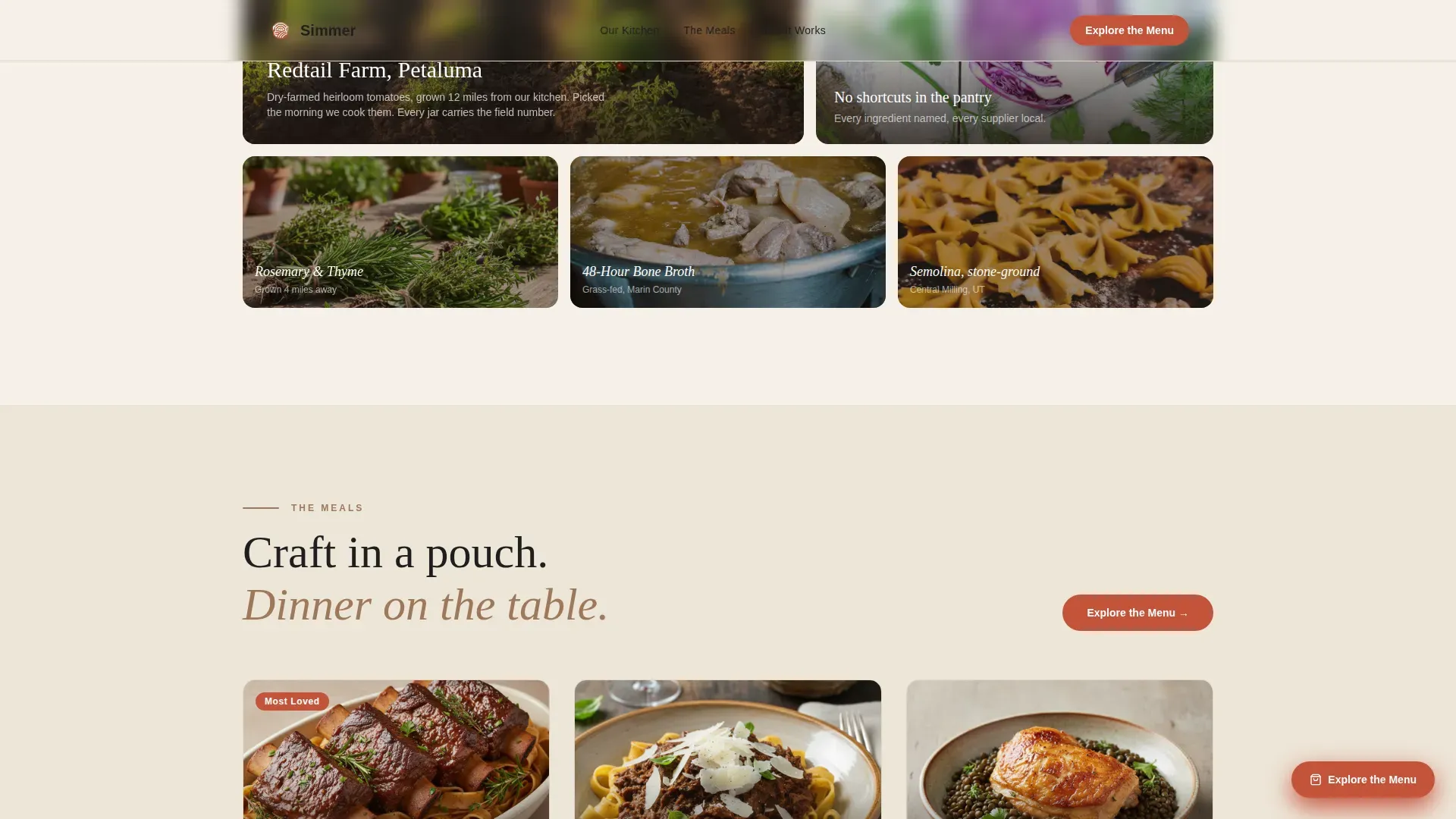 Haute Craft Ready-to-Eat Brand Landing Page Template
