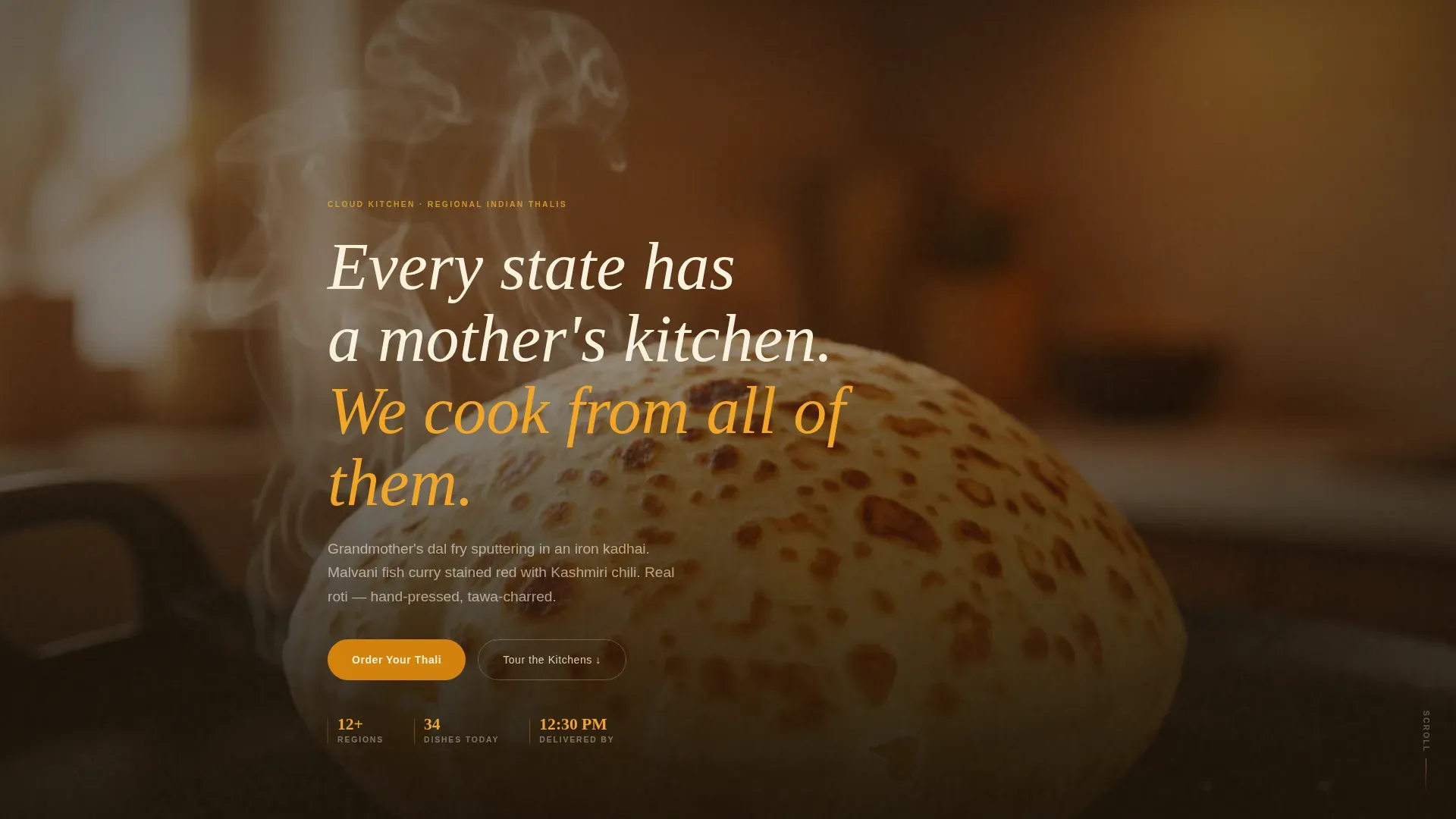 Regional Indian Cloud Kitchen Landing Page Template