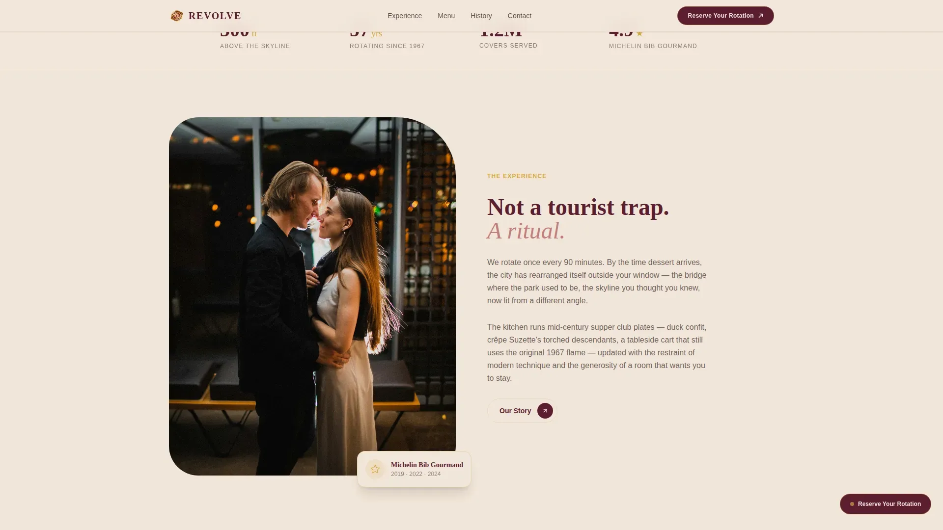 Neo-Retro Rooftop Dining Booking Landing Page Template