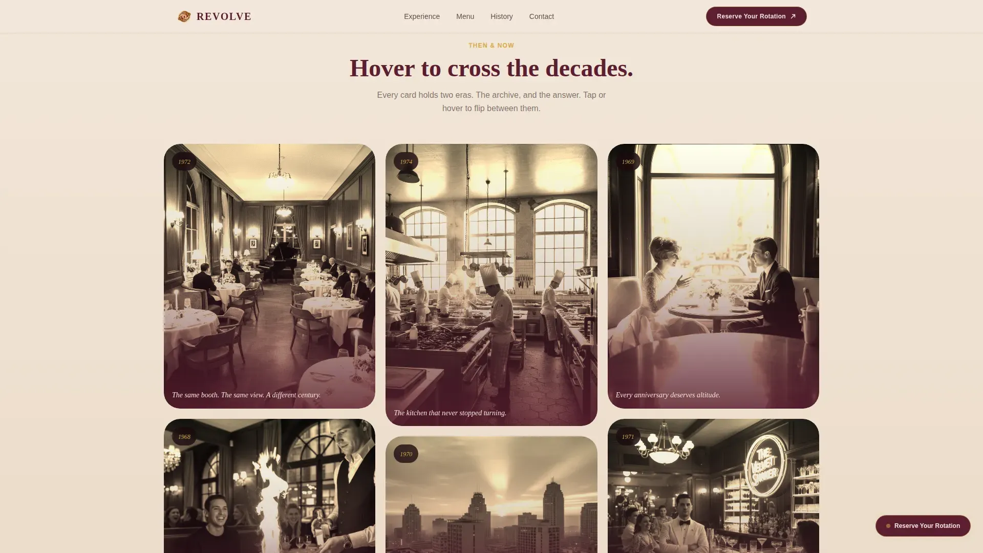 Neo-Retro Rooftop Dining Booking Landing Page Template
