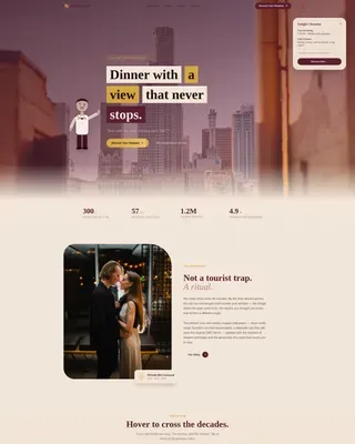 Neo-Retro Rooftop Dining Booking Landing Page Template