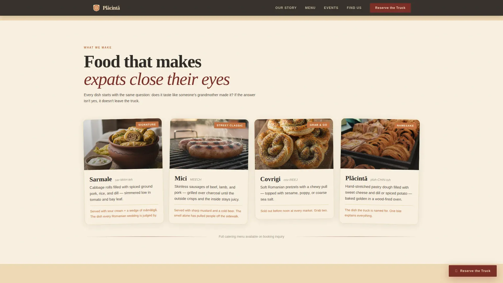 Artisan Romanian Dining Landing Page Template