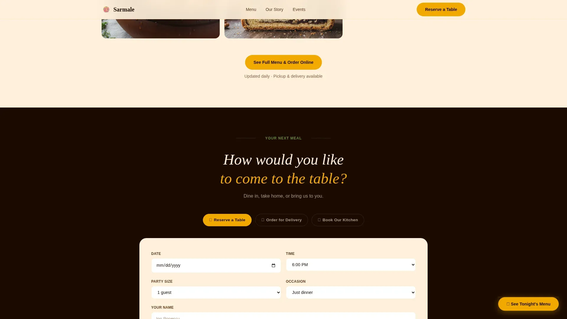Romanian Dining Landing Page Template | Handcrafted Design