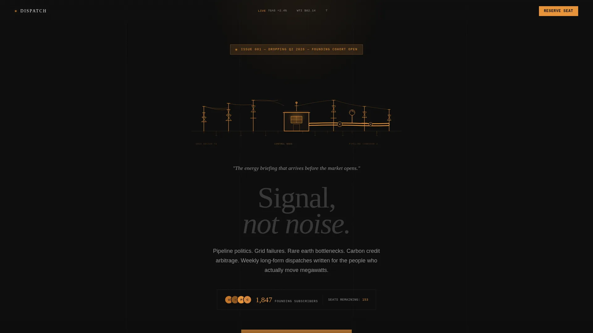 Cinematic Dark Energy Newsletter Landing Page Template