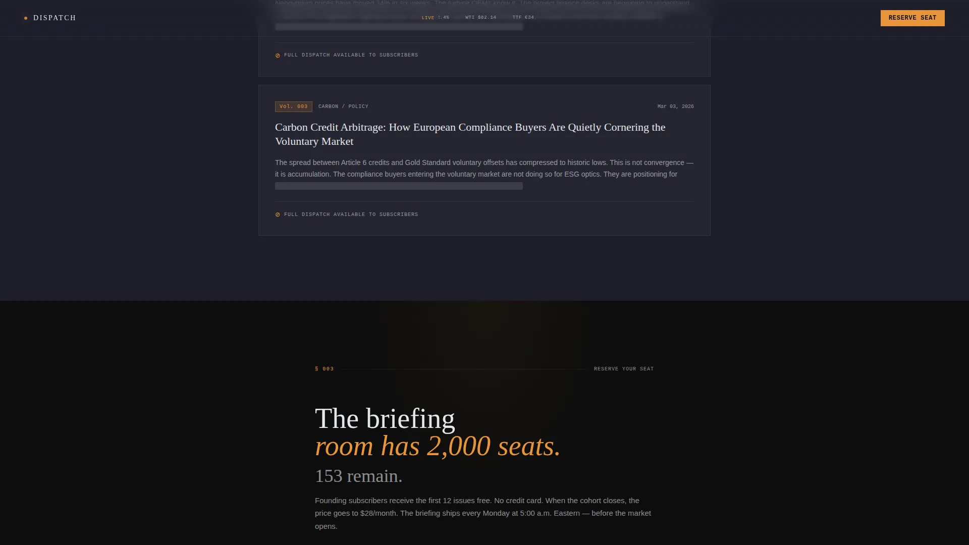 Cinematic Dark Energy Newsletter Landing Page Template