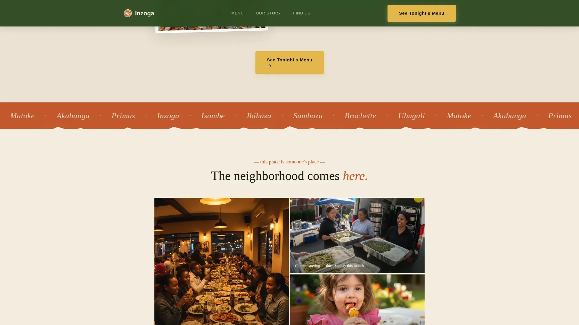 Bold Rwandan Kitchen Landing Page Template