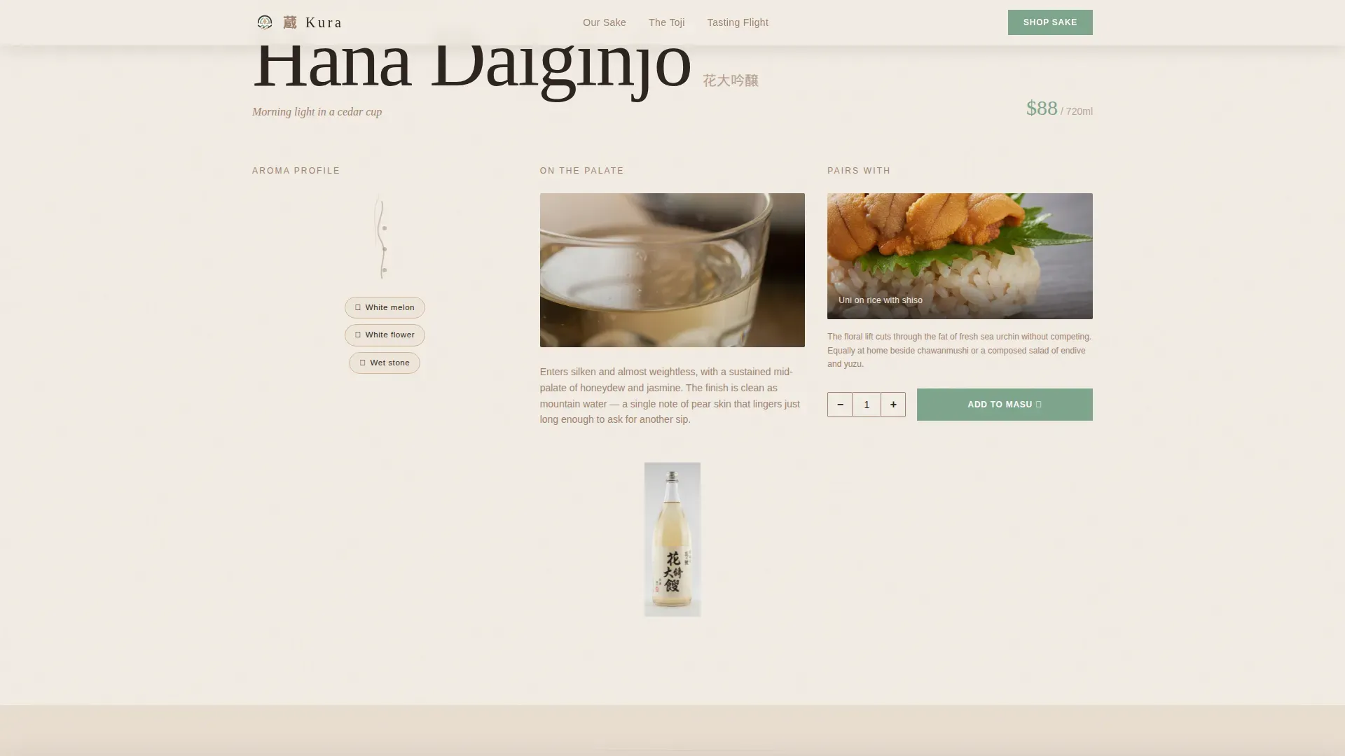Heirloom Sake Distillery Landing Page Template