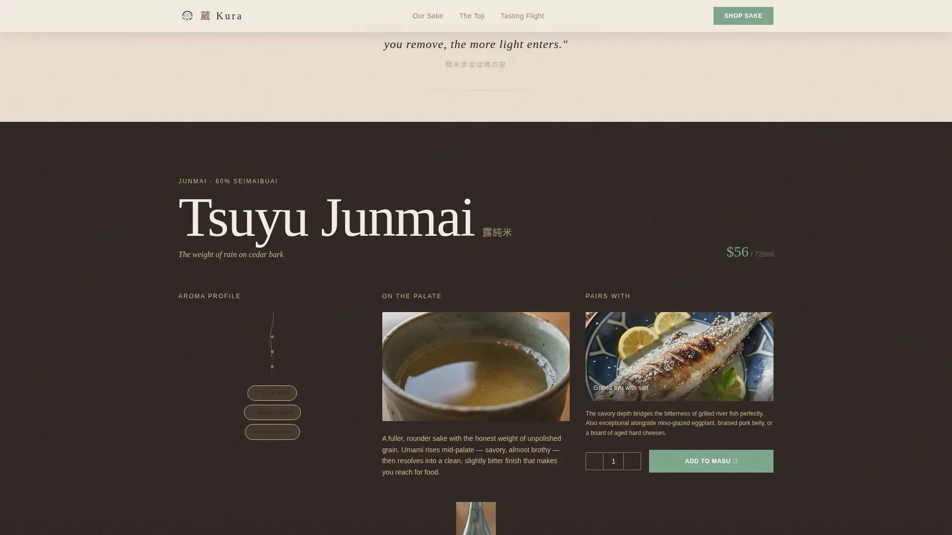Heirloom Sake Distillery Landing Page Template