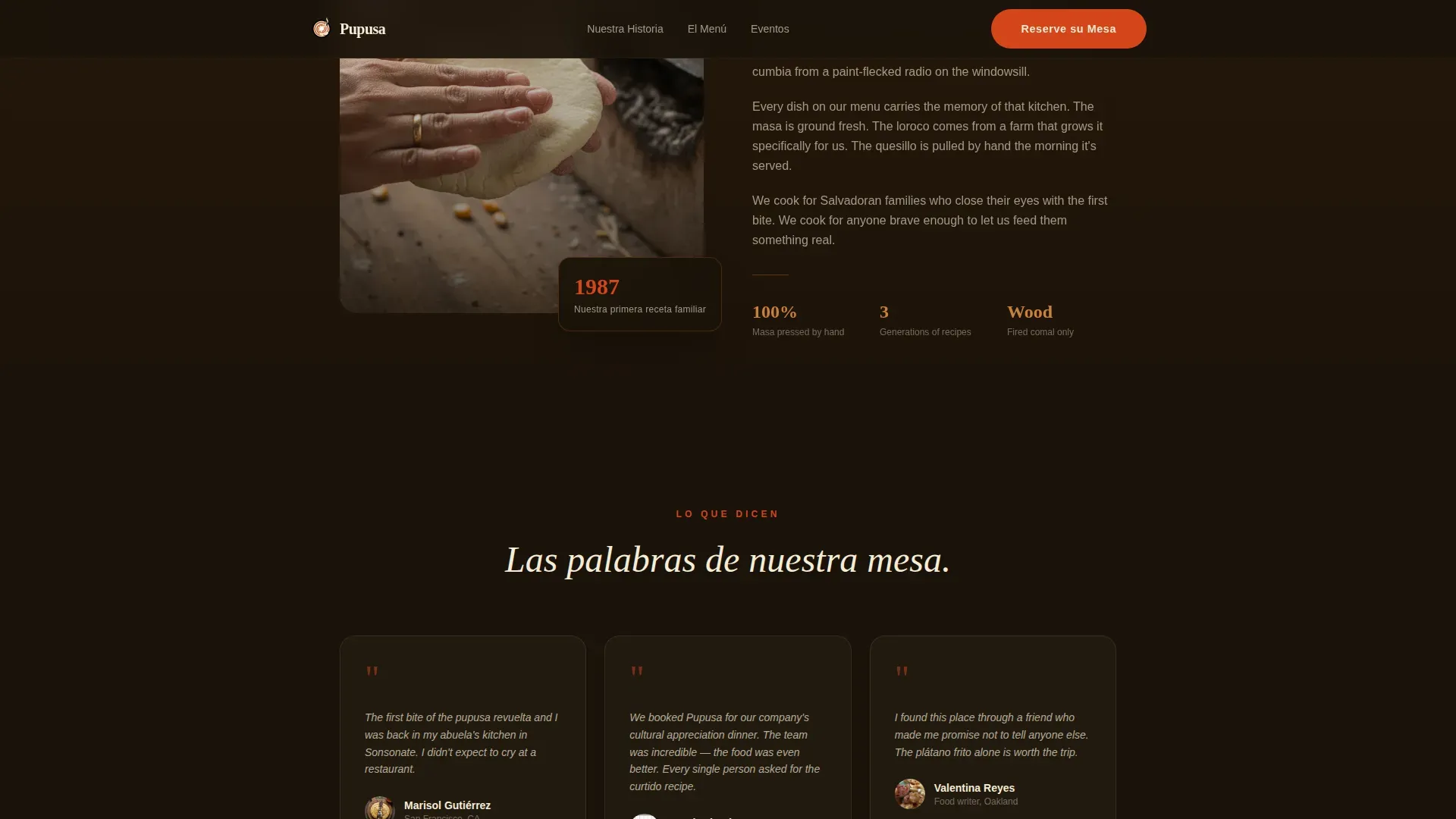 Handcrafted Salvadoran Restaurant Landing Page Template