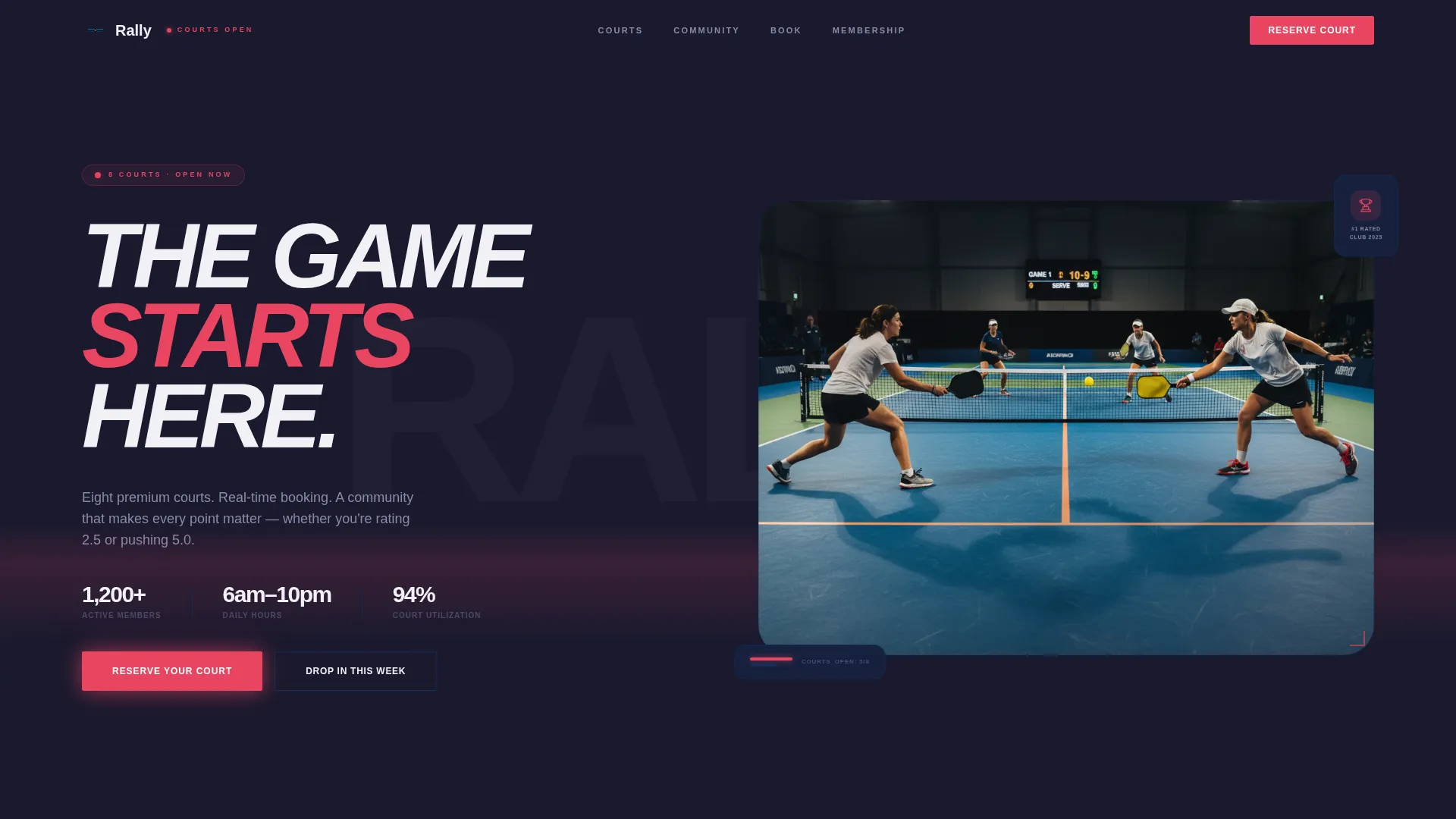 Dynamic Racquet Sports Landing Page Template