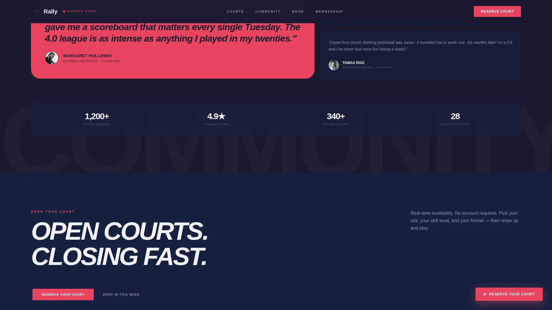 Dynamic Racquet Sports Landing Page Template