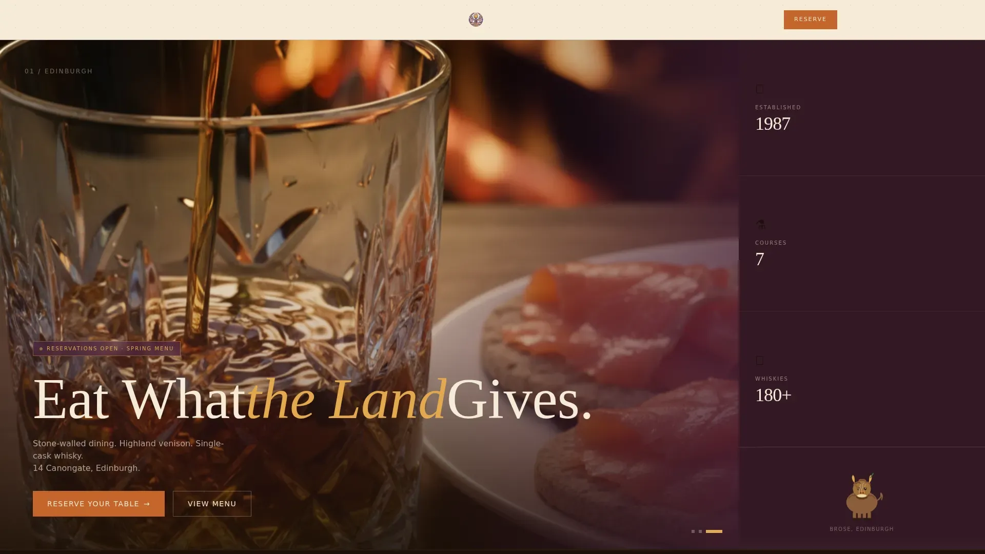 Noble Scottish Cuisine Landing Page Template