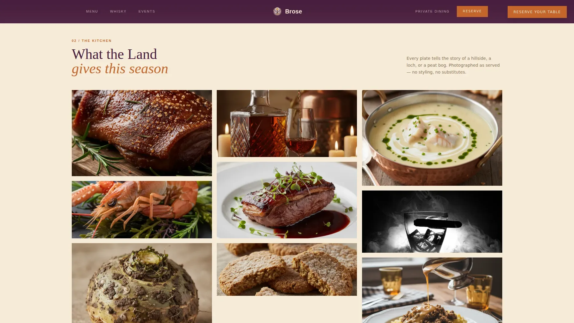 Noble Scottish Cuisine Landing Page Template