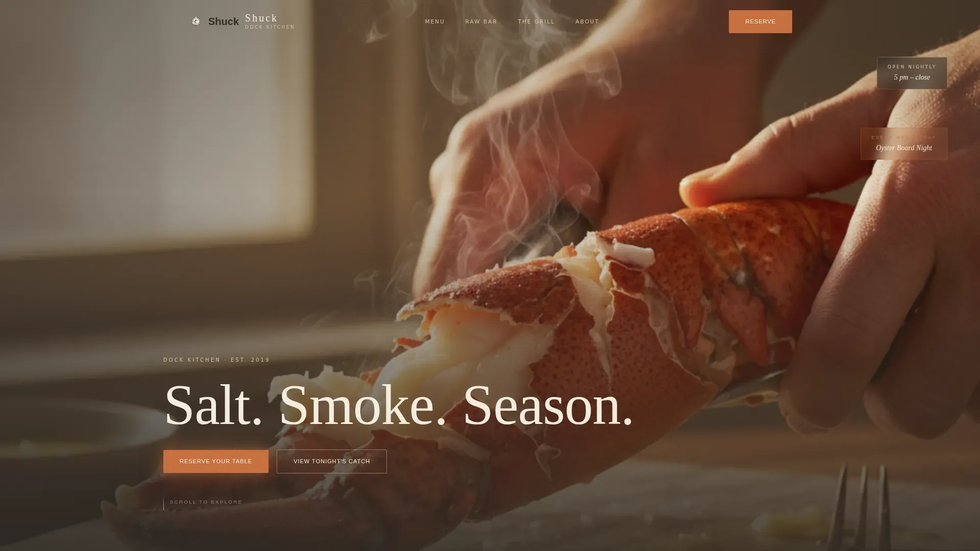 Premium Coastal Seafood Landing Page Template