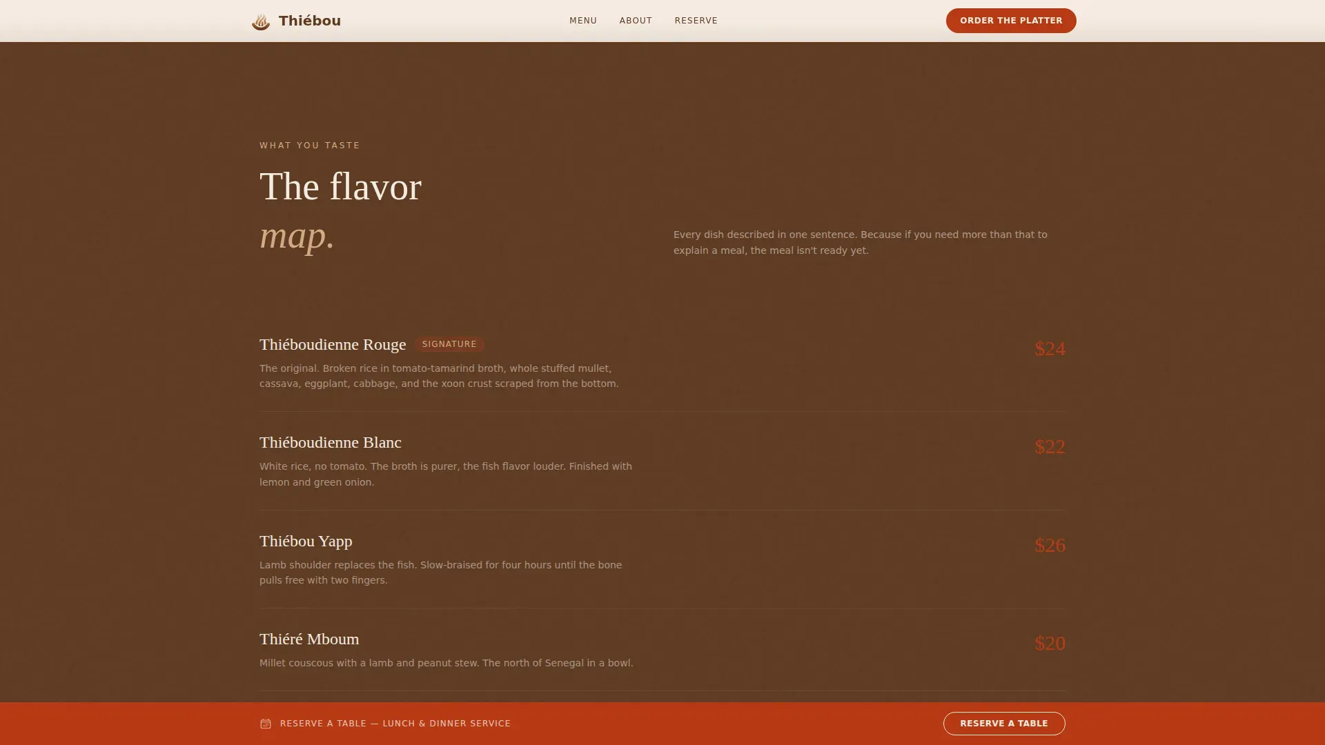 Senegalese Dining Landing Page Template