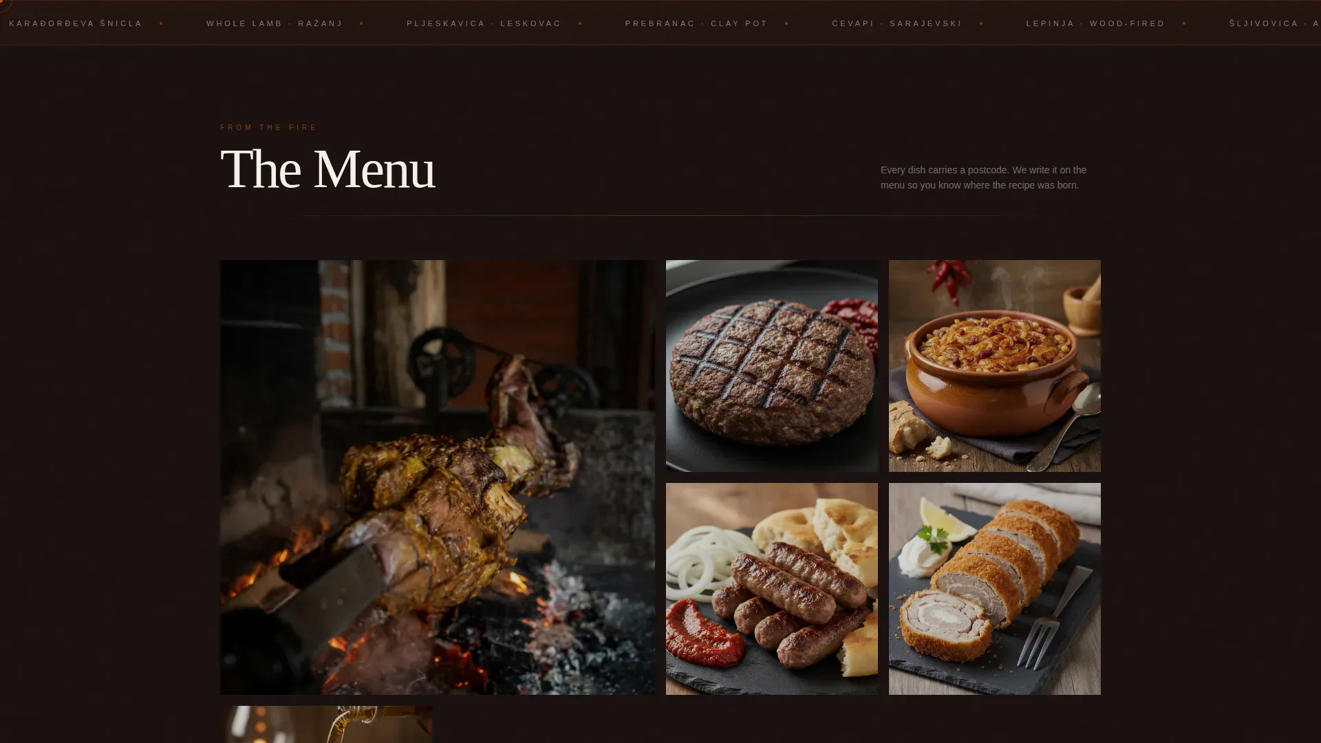 Heritage Fire Dining Landing Page Template