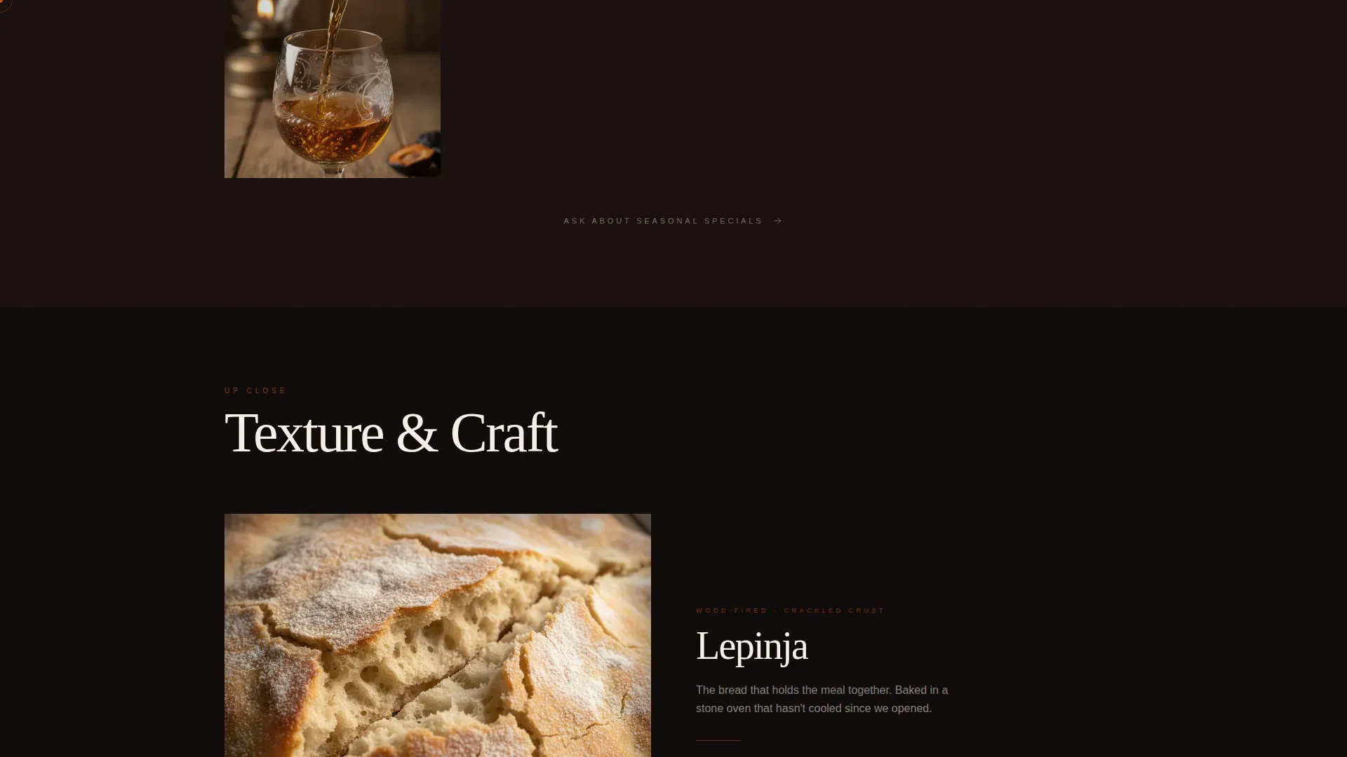 Heritage Fire Dining Landing Page Template