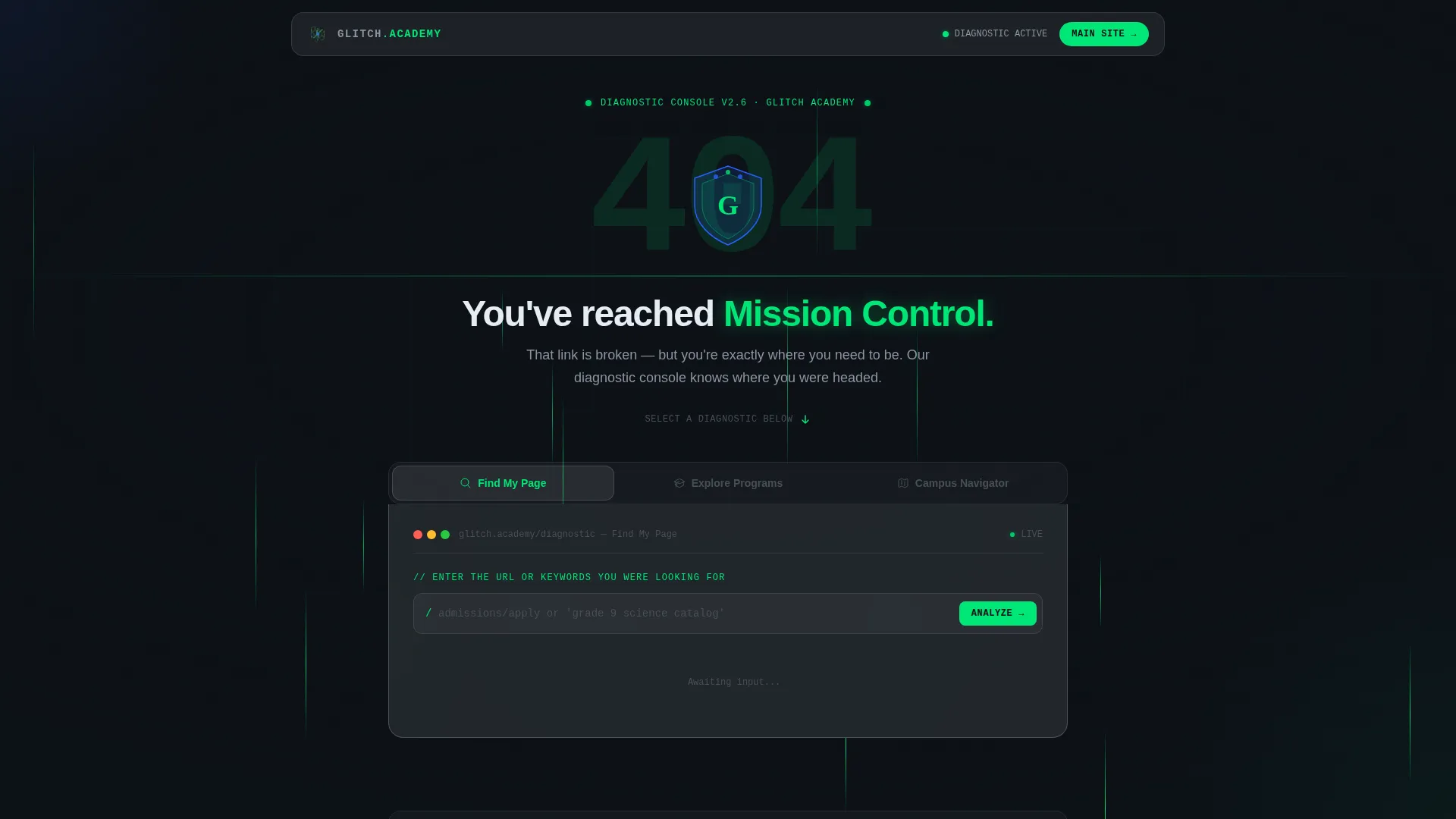 School & Academy 404 Error Landing Page Template