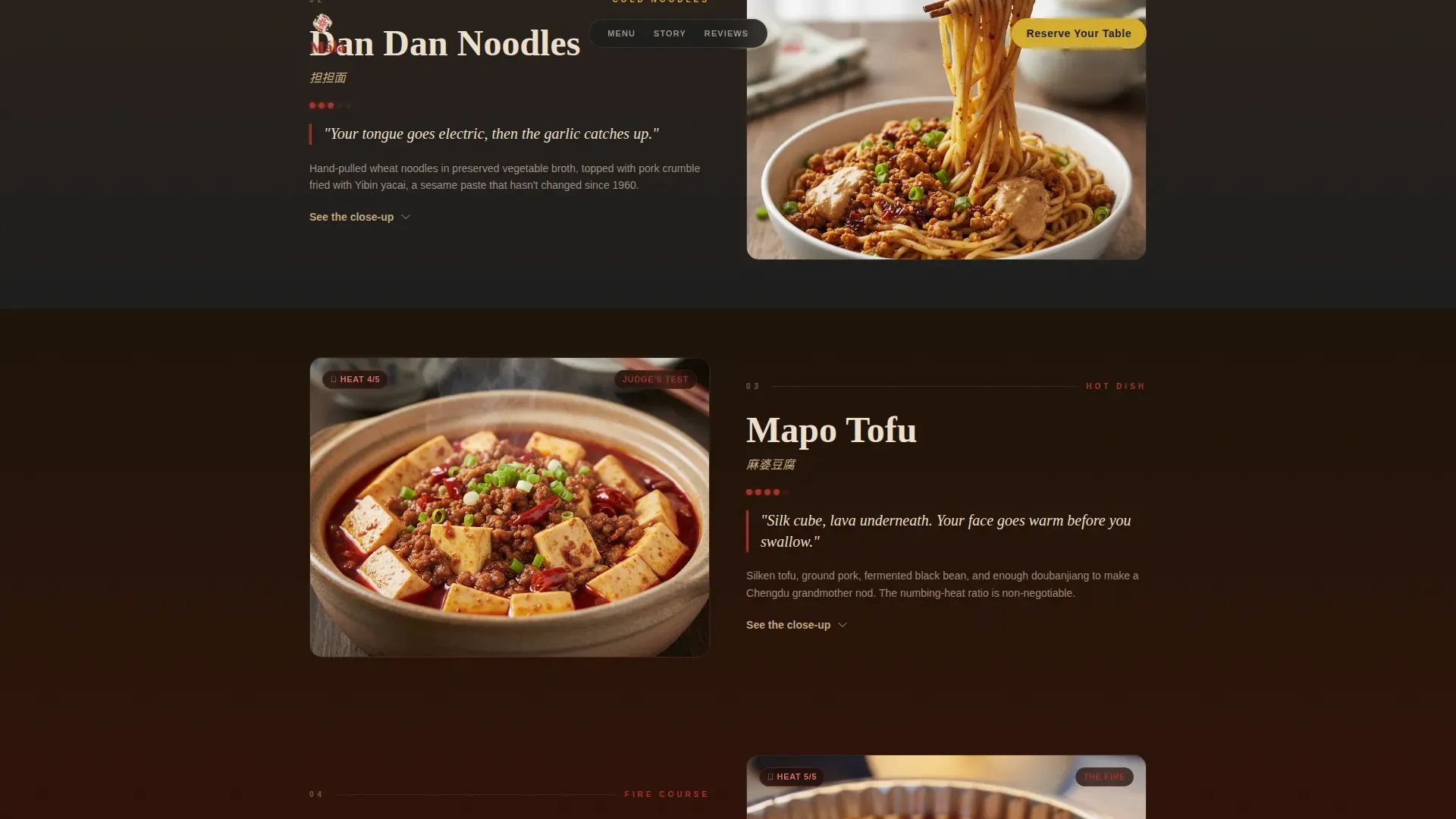 Bold Sichuan Restaurant Landing Page Template