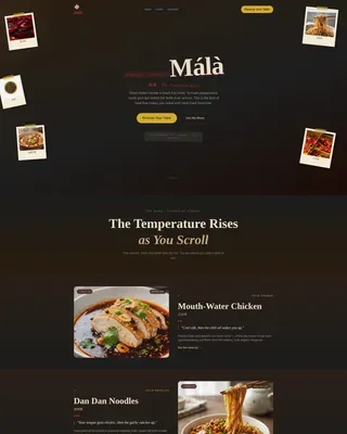 Bold Sichuan Restaurant Landing Page Template