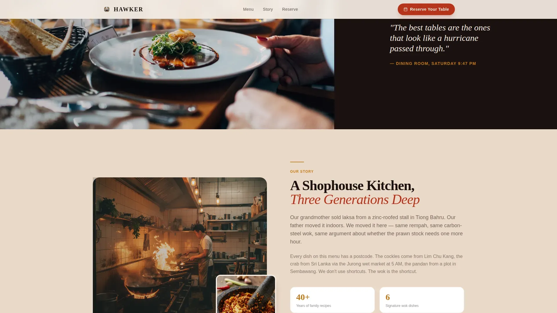 Singaporean Restaurant Landing Page Template