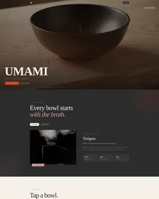 Neo-Retro Japanese Delivery Kitchen Landing Page Template