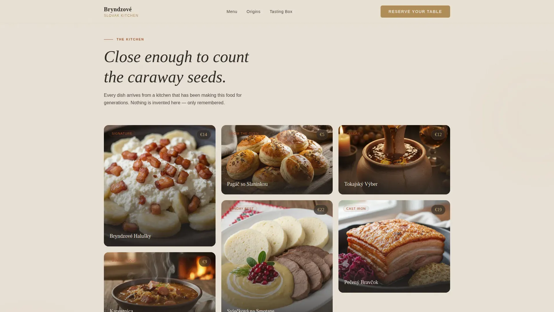 Artisanal Slovak Kitchen Landing Page Template