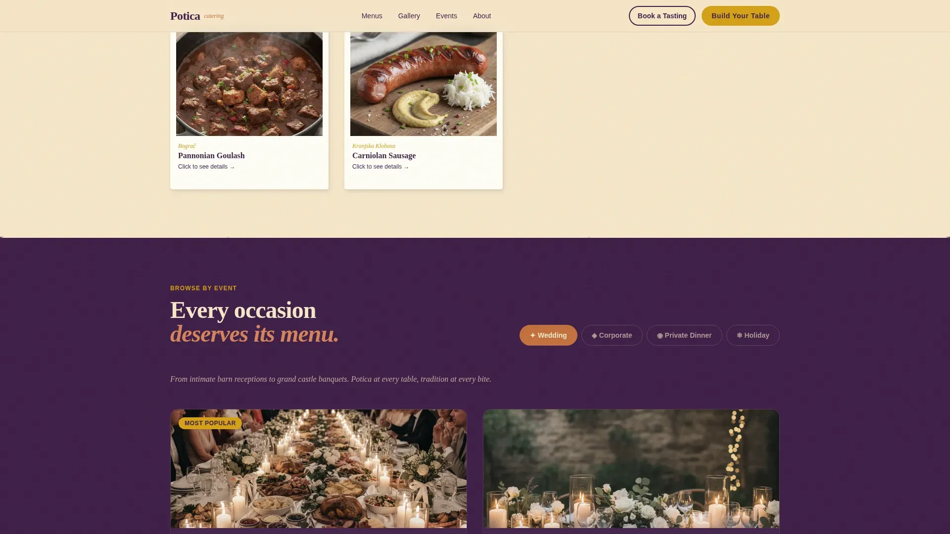 Slovenian Catering Gallery Landing Page Template