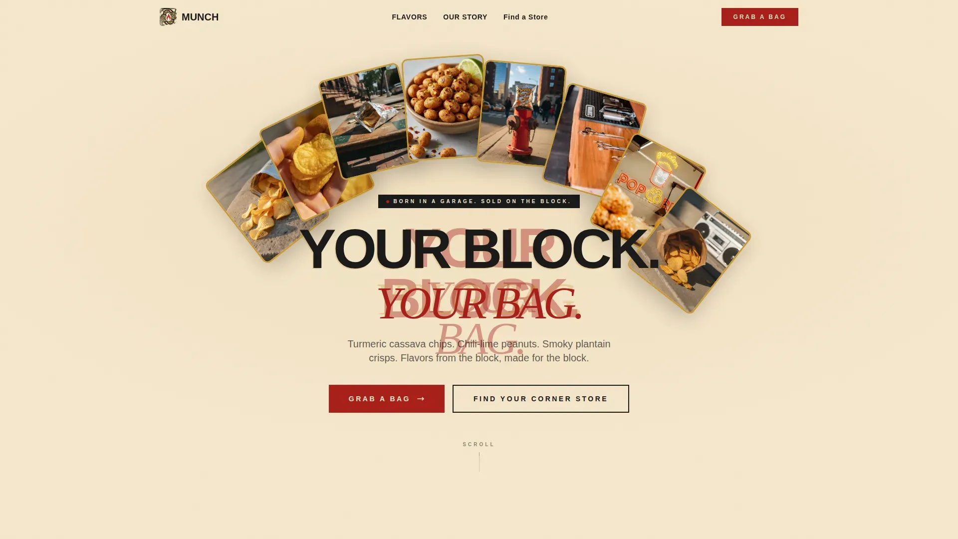Snack Brand Landing Page Template, Bold Neighborhood Design