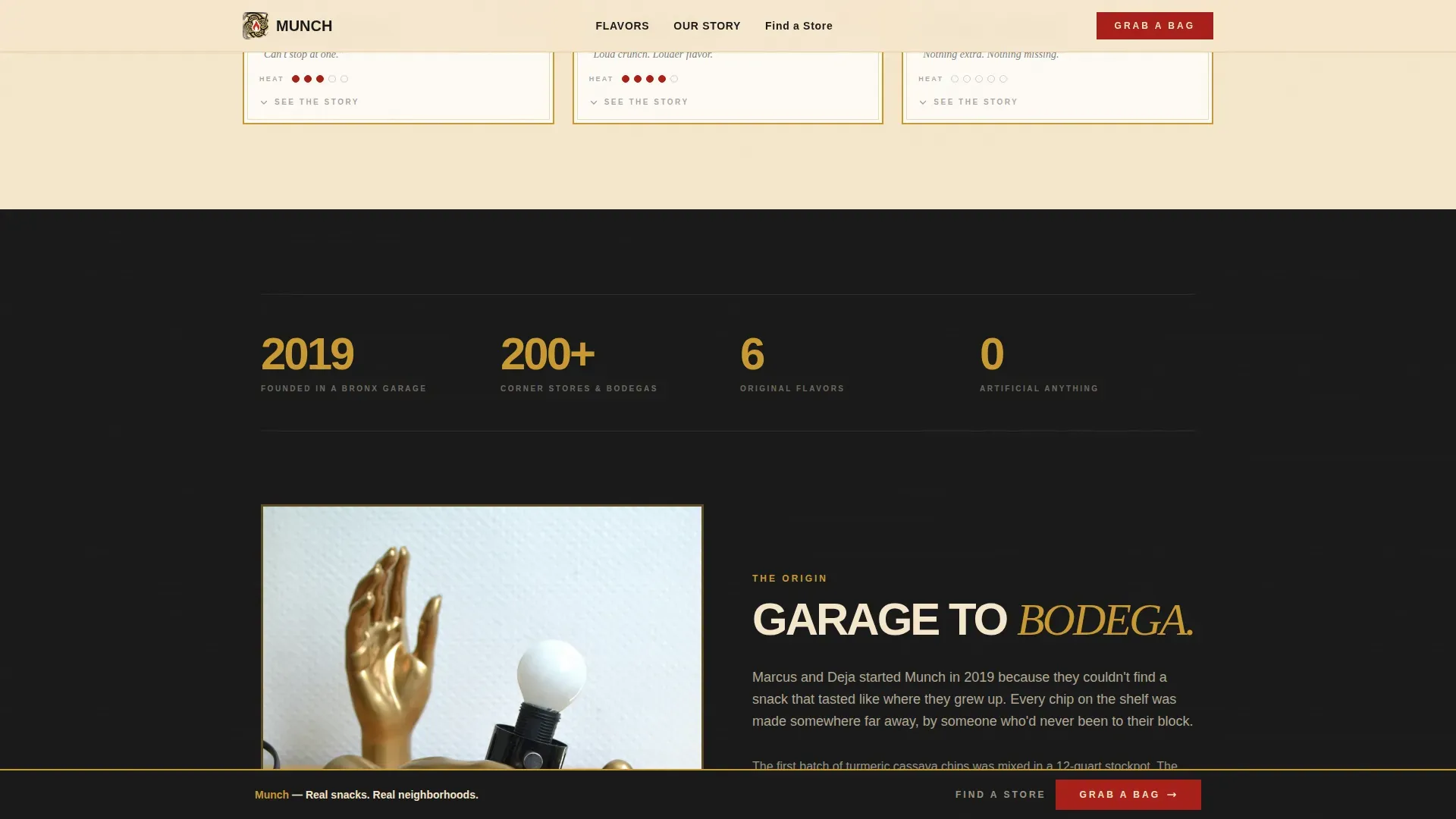 Snack Brand Landing Page Template, Bold Neighborhood Design