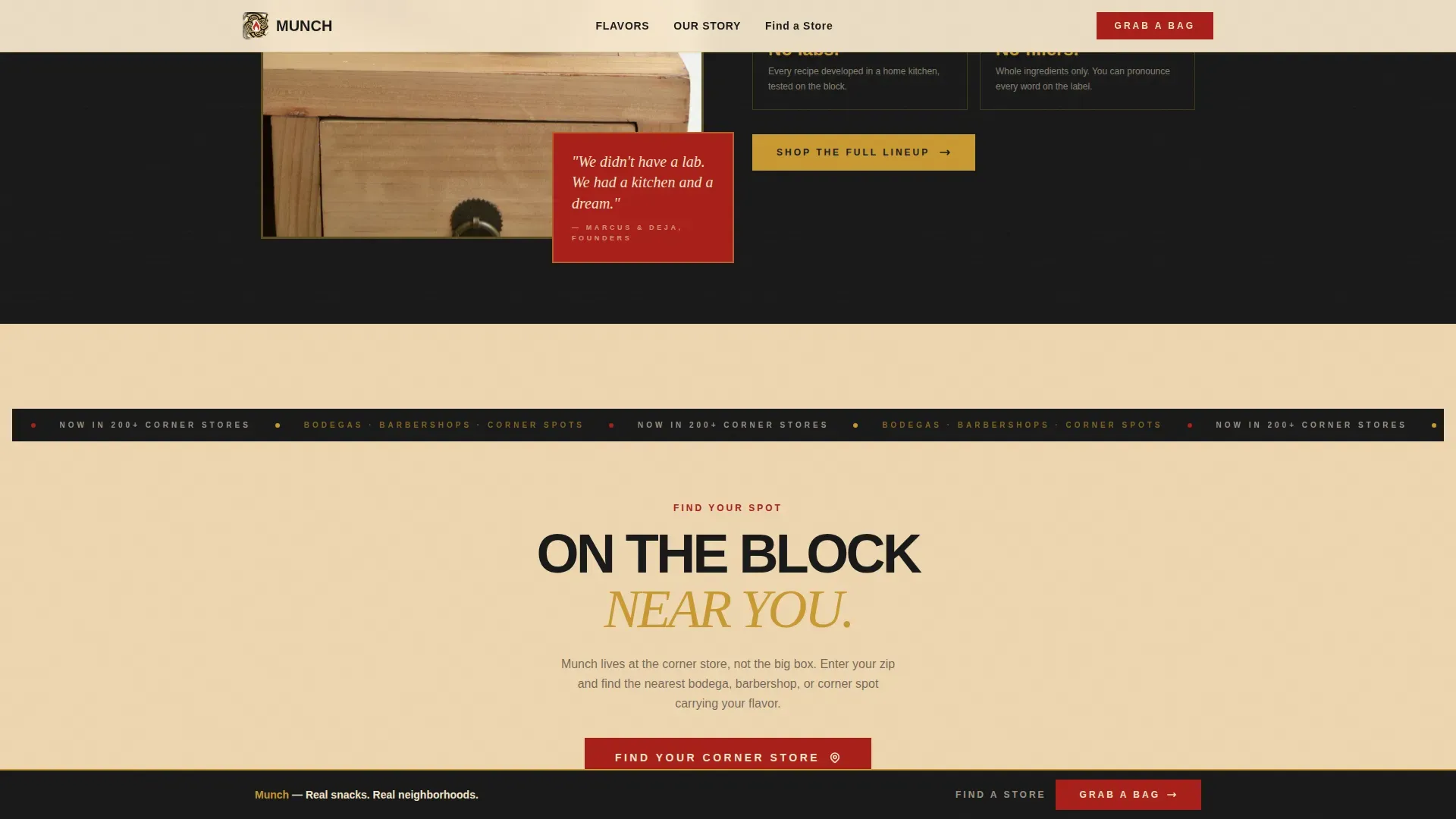 Snack Brand Landing Page Template, Bold Neighborhood Design