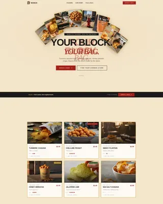 Snack Brand Landing Page Template, Bold Neighborhood Design