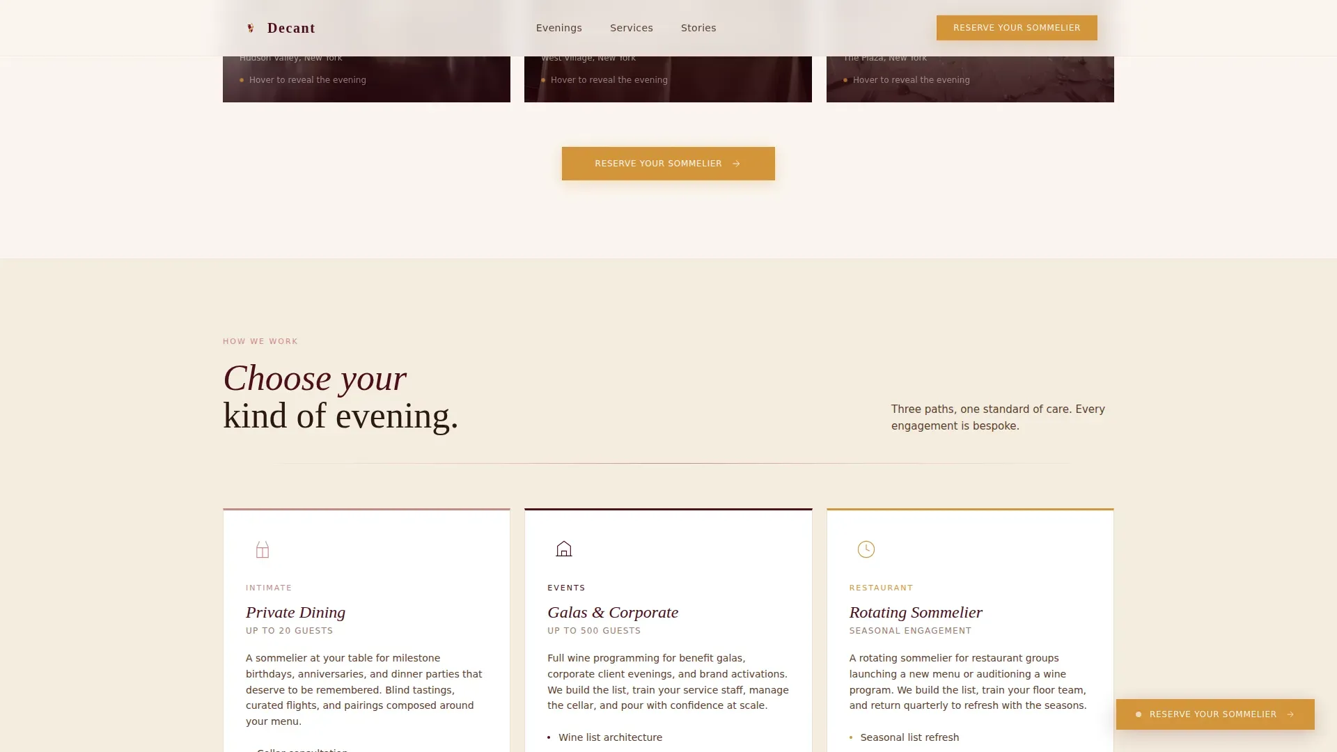 Luxe Sommelier Event Booking Landing Page Template