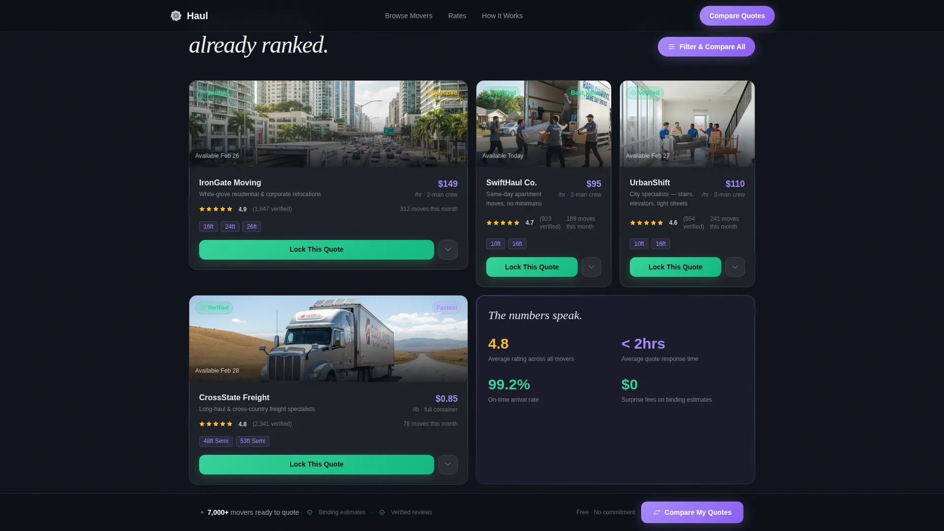 Moving Service Digital Presence Booking Website Template