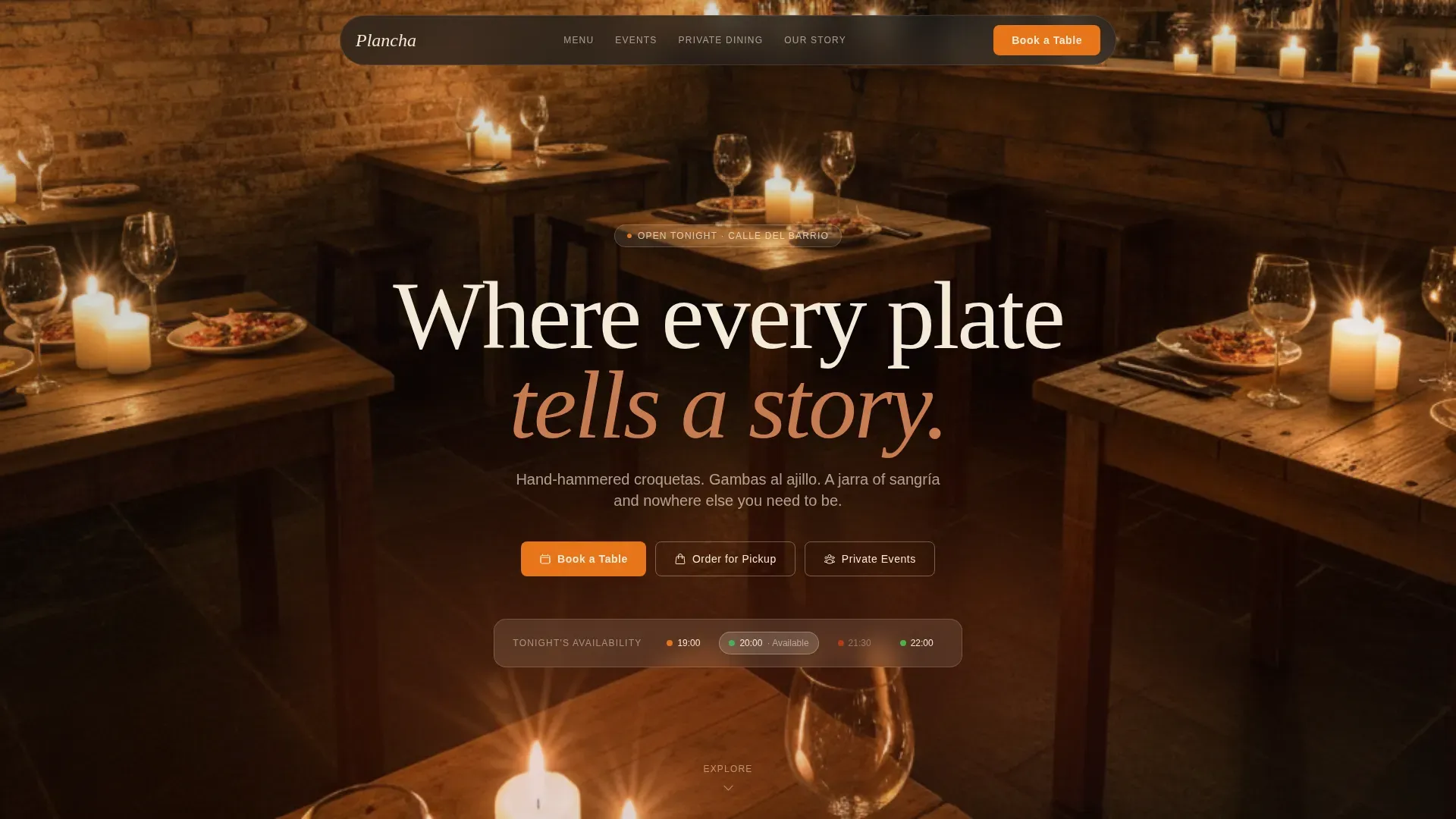 Spanish Dining Landing Page Template | Haute Craft