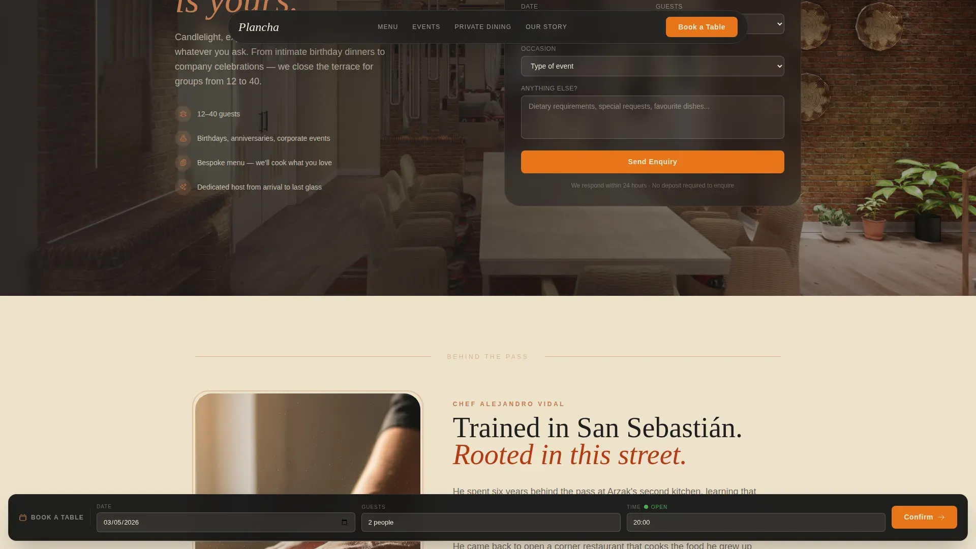 Spanish Dining Landing Page Template | Haute Craft