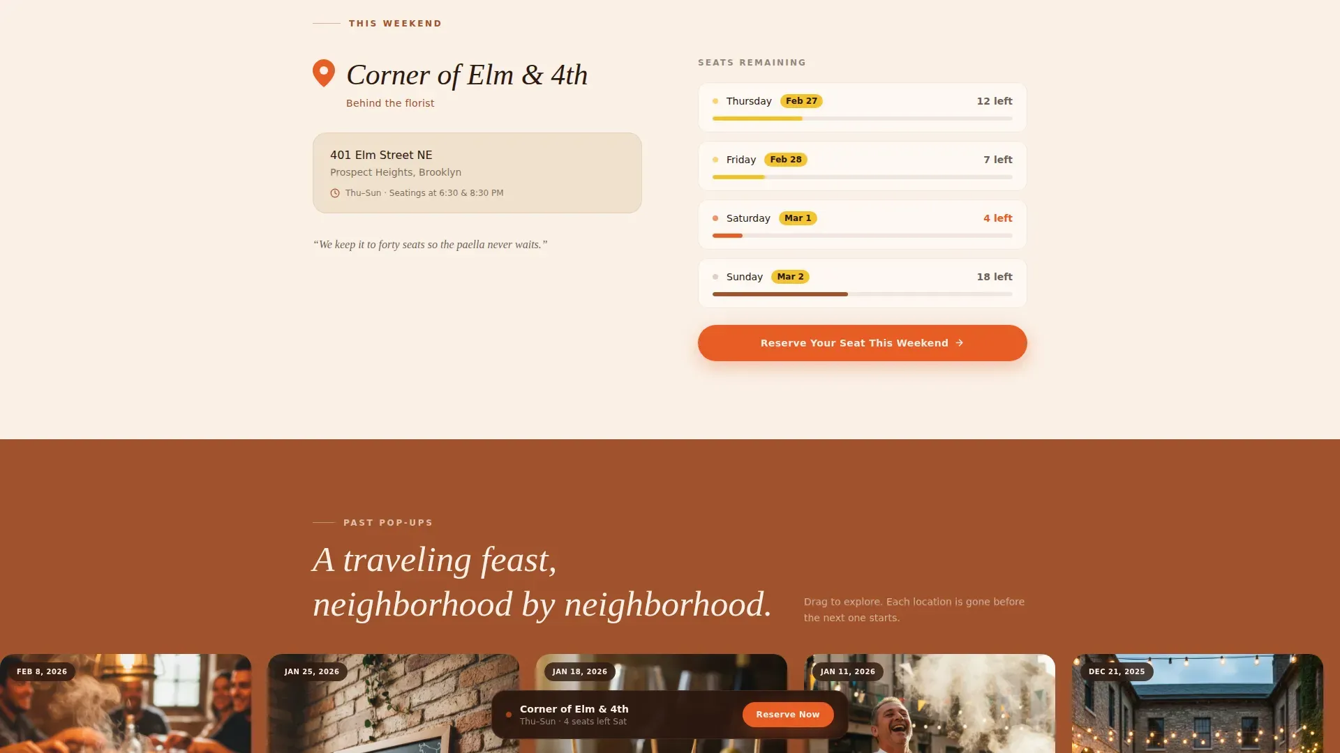 Spanish Pop-Up Restaurant Landing Page Template