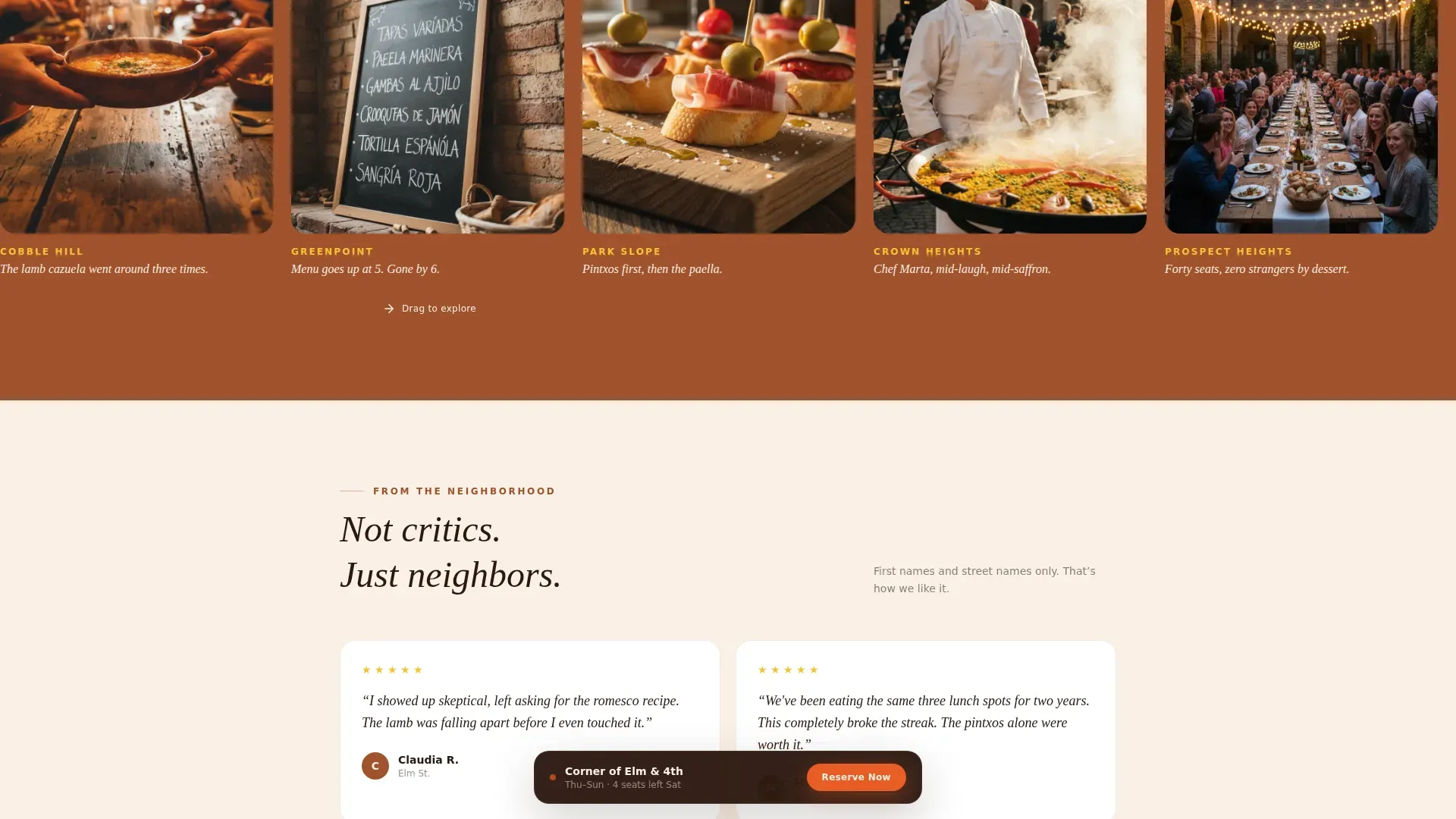 Spanish Pop-Up Restaurant Landing Page Template