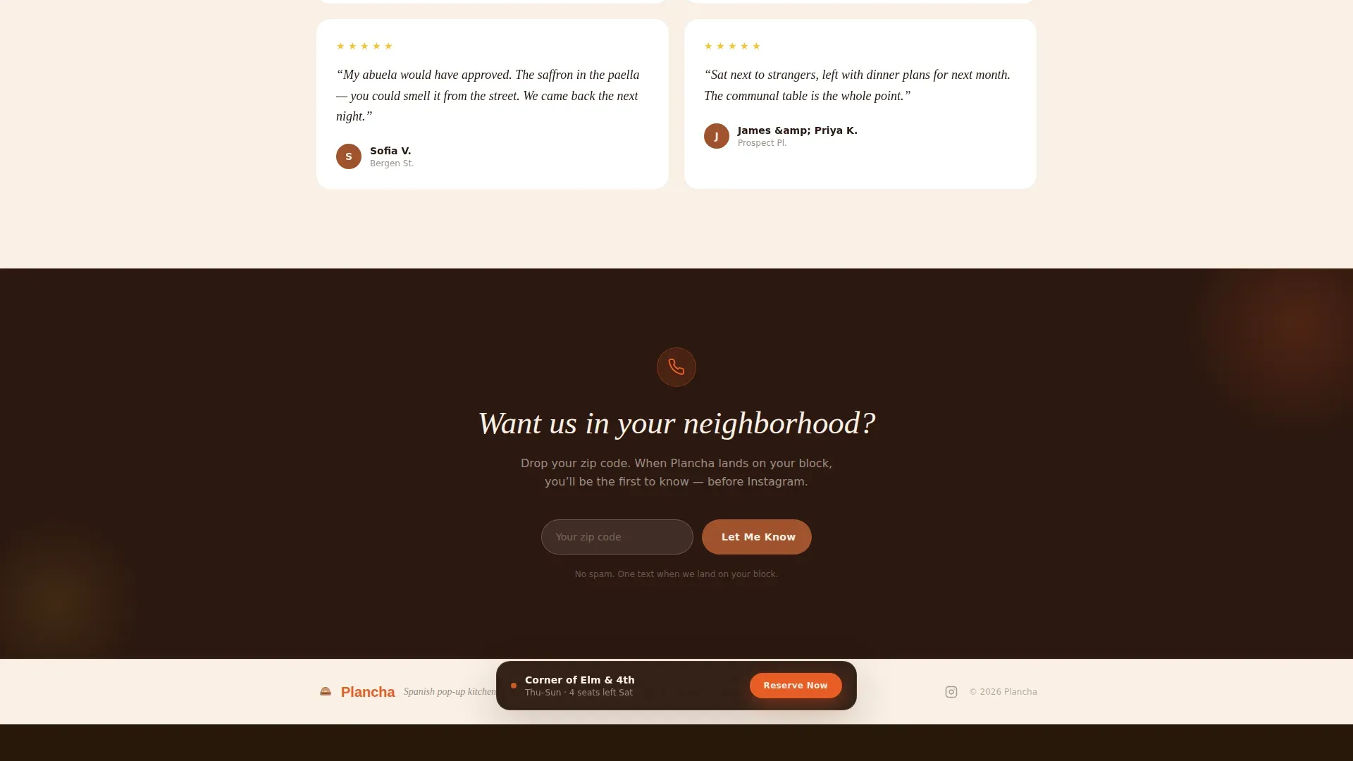 Spanish Pop-Up Restaurant Landing Page Template