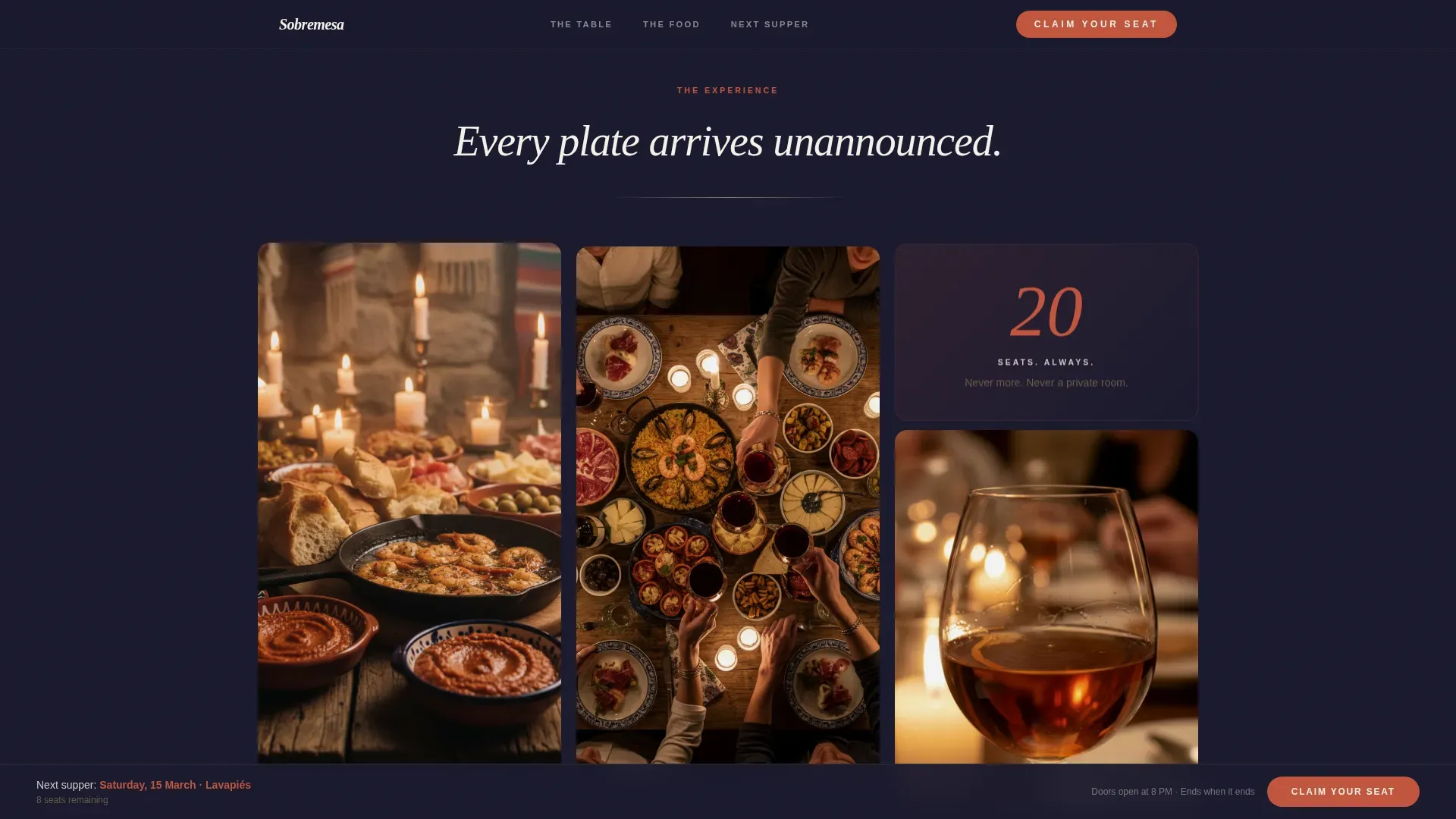 Neo-Retro Spanish Supper Club Landing Page Template