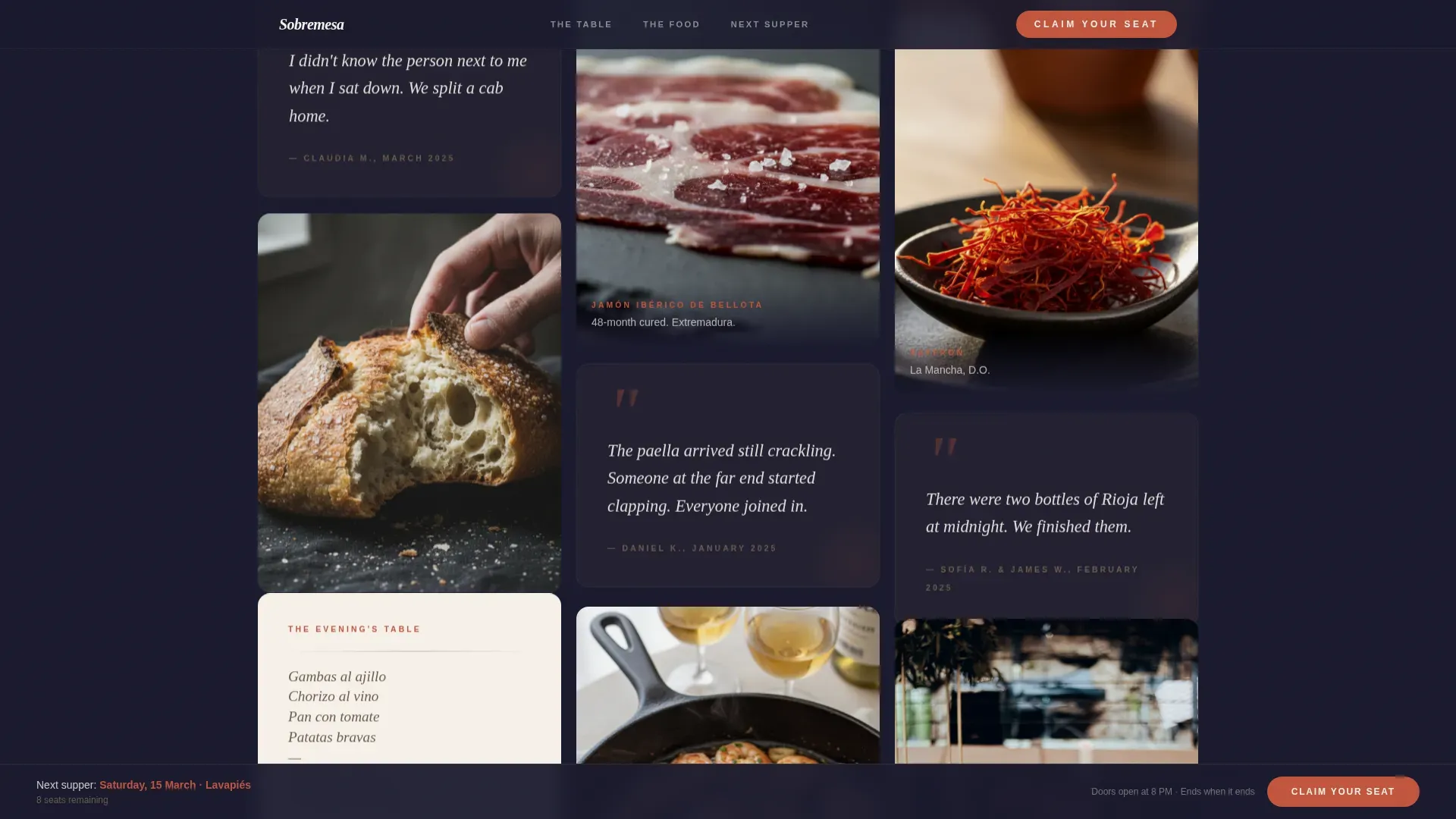 Neo-Retro Spanish Supper Club Landing Page Template