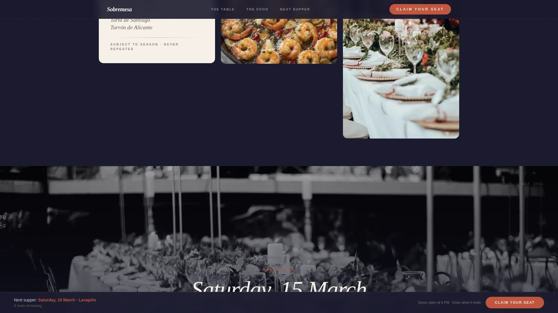 Neo-Retro Spanish Supper Club Landing Page Template