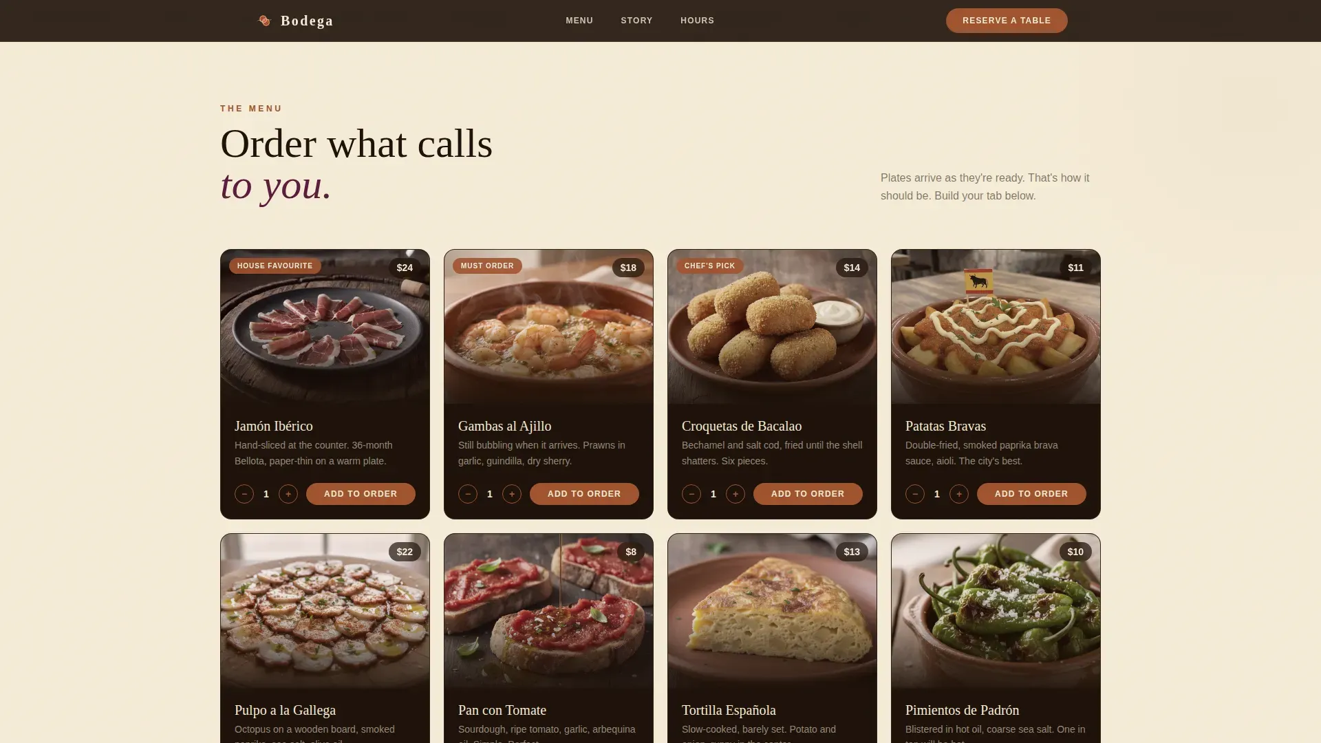 Authentic Spanish Tapas Bar Landing Page Template