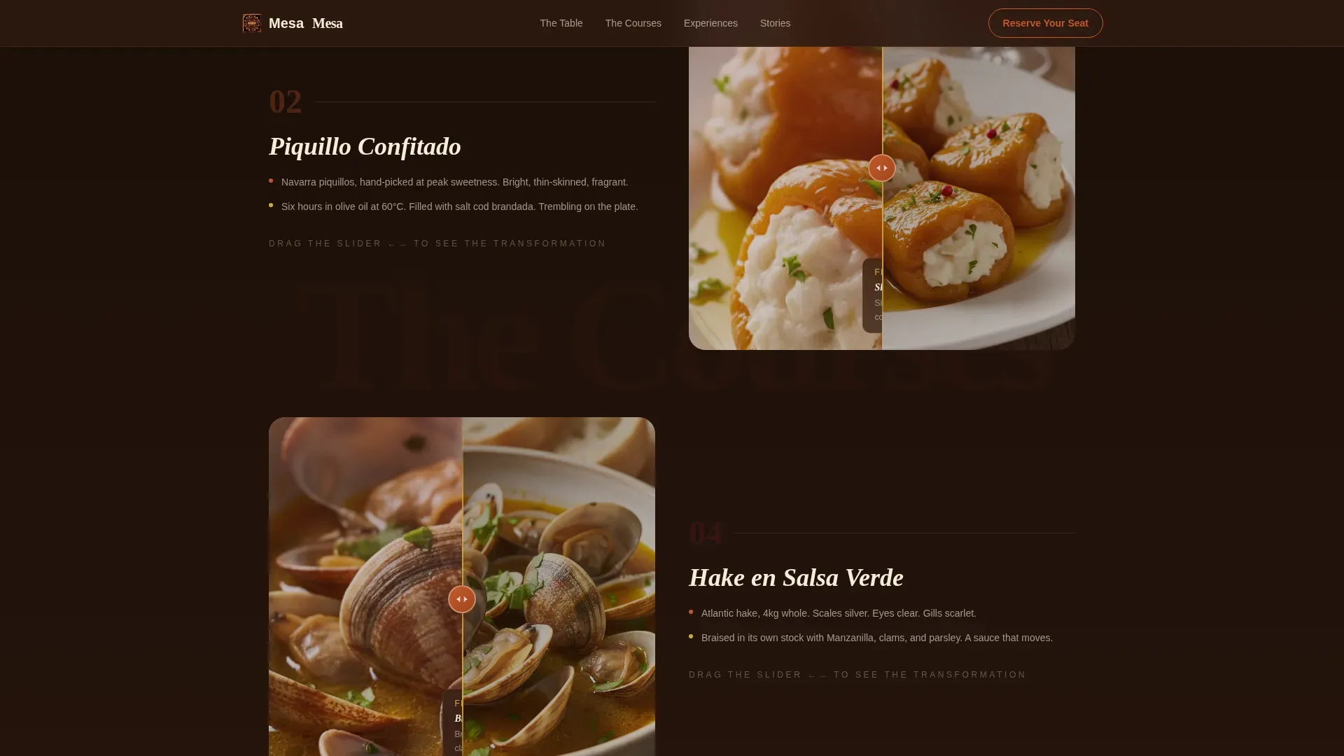 Agrarian Spanish Tasting Menu Landing Page Template